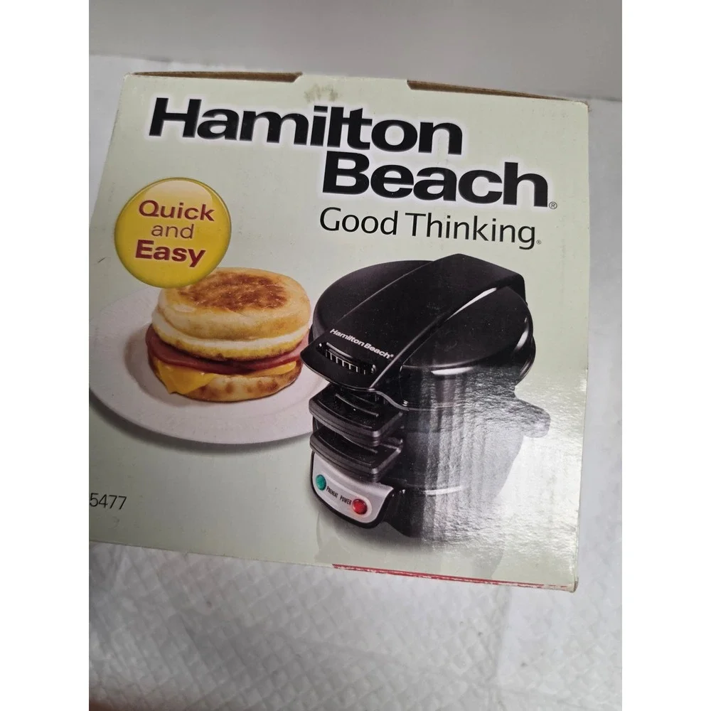 Hamilton Beach Breakfast Sandwich Maker‎ Black 25477 Quick Easy 5 Minutes NEW